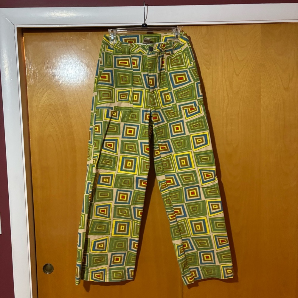 Lucy and Yak Geometric Abstract Patterned High Waisted Wide Leg Pants